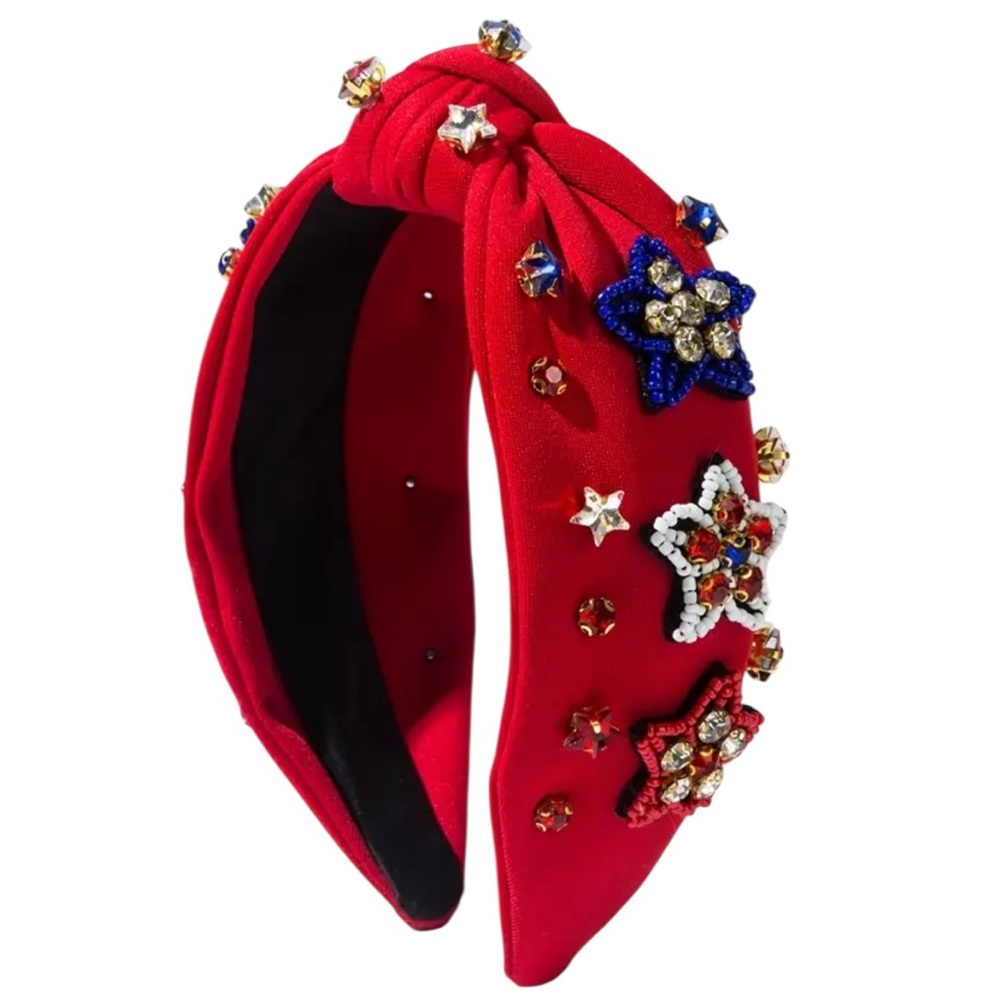 Fourth of July Red Star Rhinestone Embellished Headband
